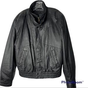 Charles Klein Black 100% Leather Mens Jacket Size Medium